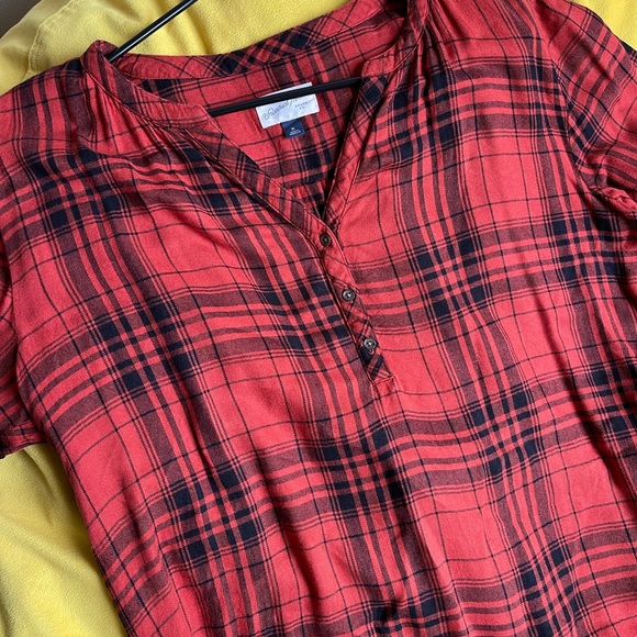 Universal thread plaid flannel tunic top - Picture 3 of 4